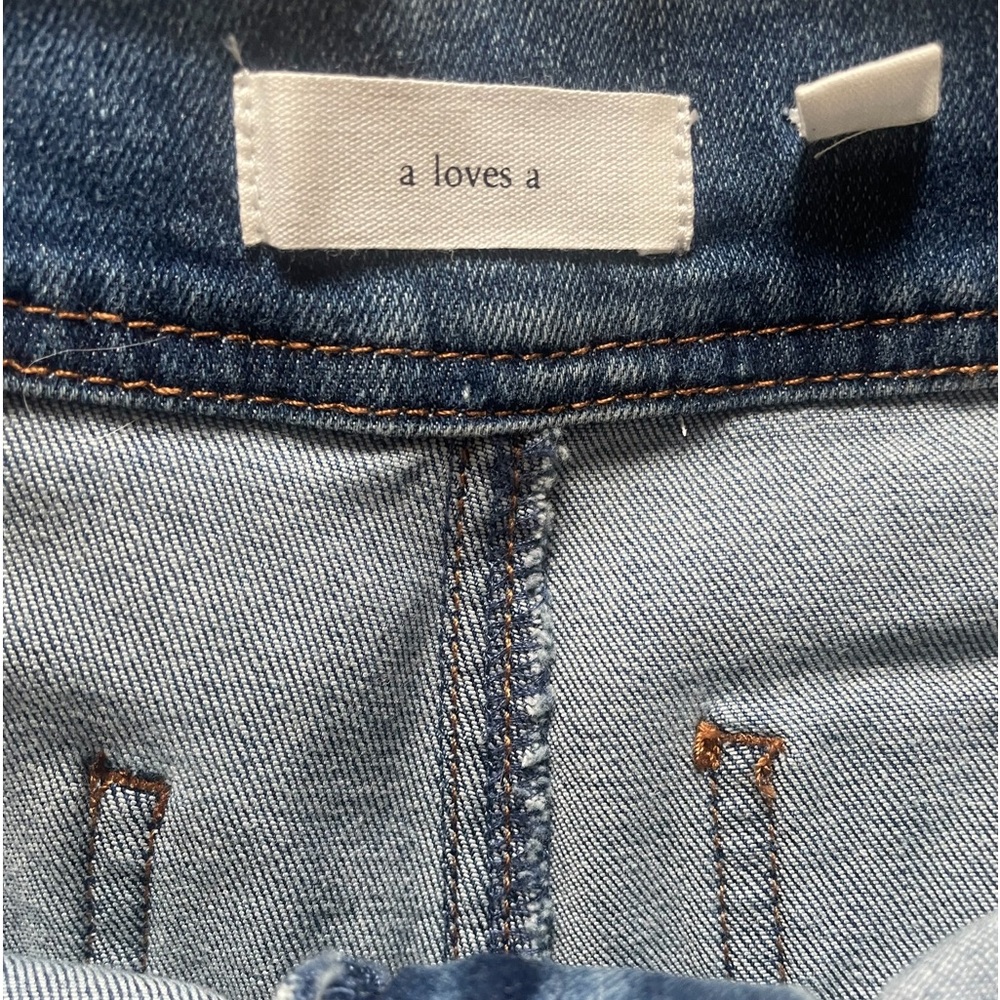 A Loves A high-waisted, wide-leg stretch denim blue jeans, size 29 - Picture 6 of 7